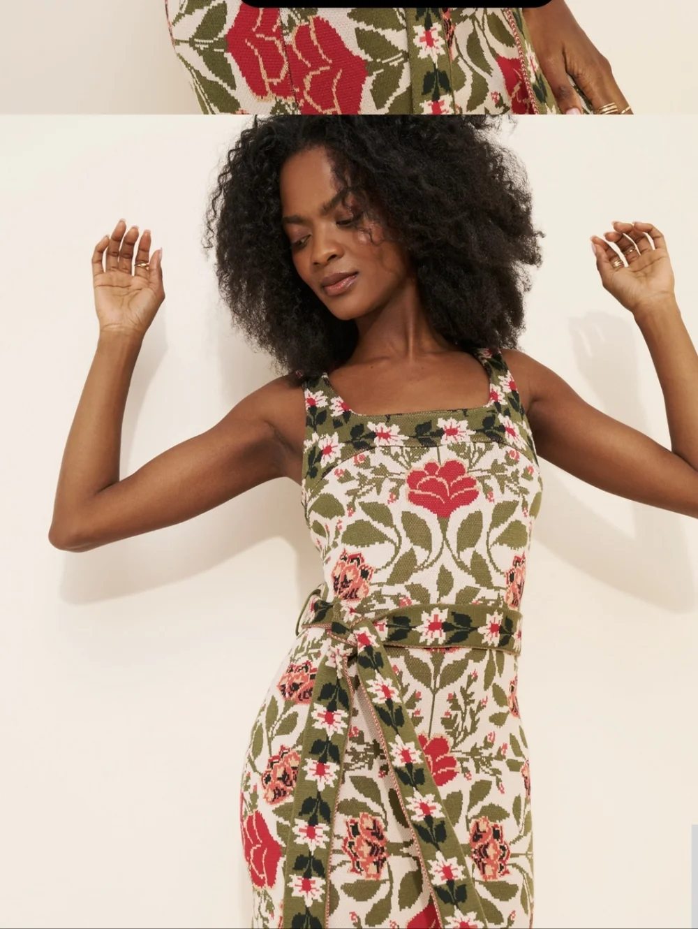 Farm Rio Garden Tapestry Floral Knit Midi Dress Size L - Picture 3 of 10
